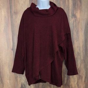 Chelsea & Theodore Deep Red Cowl Neck Wrap Sweater 2X        C463